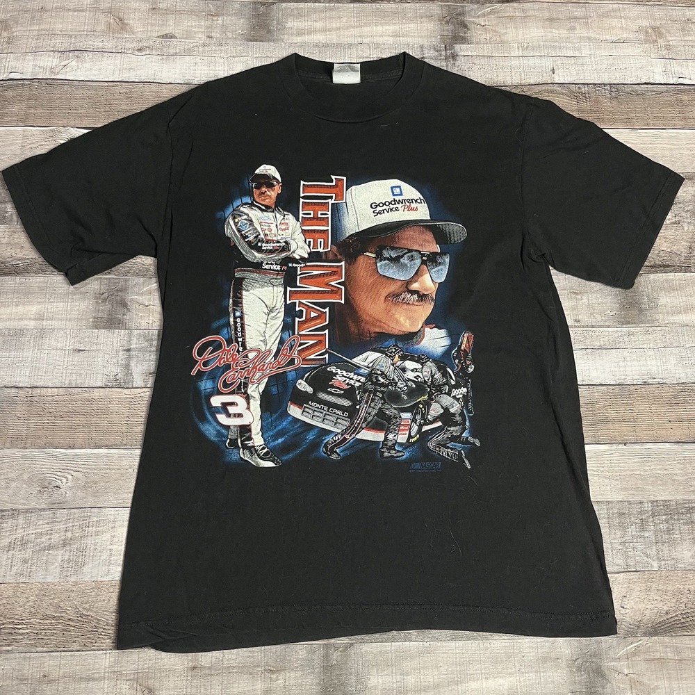 Dale Earnhardt Shirt Size Large Black Vintage NASCAR Racing Tee